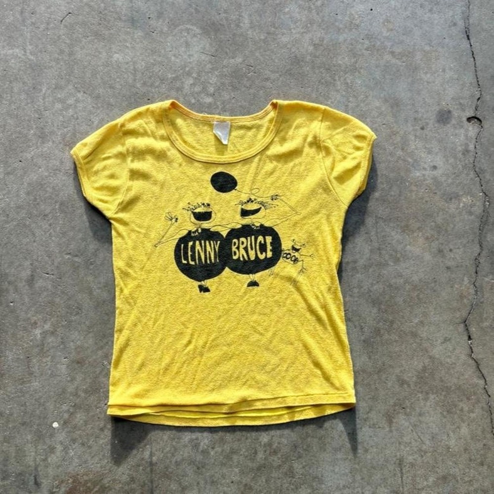 Vintage 90s single stitch comedians Lenny and Bruce Yellow tshirt women's XS
